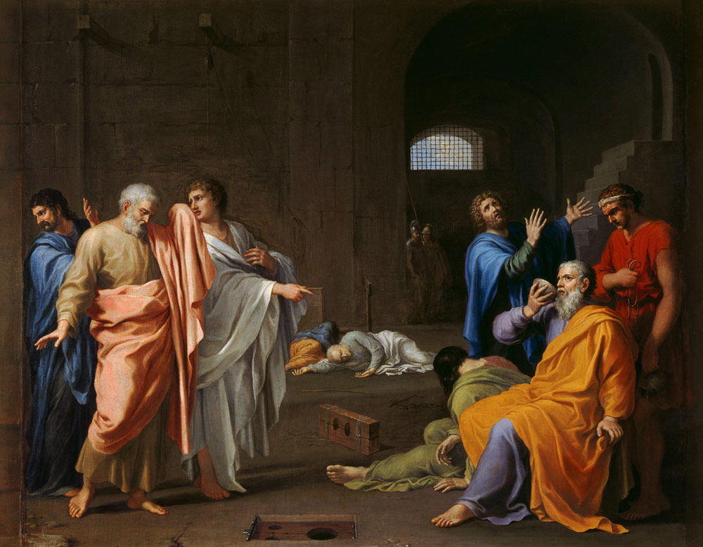 The Death of Socrates by Charles Alphonse du Fresnoy (1650, Musée des Beaux-Arts, Tours).