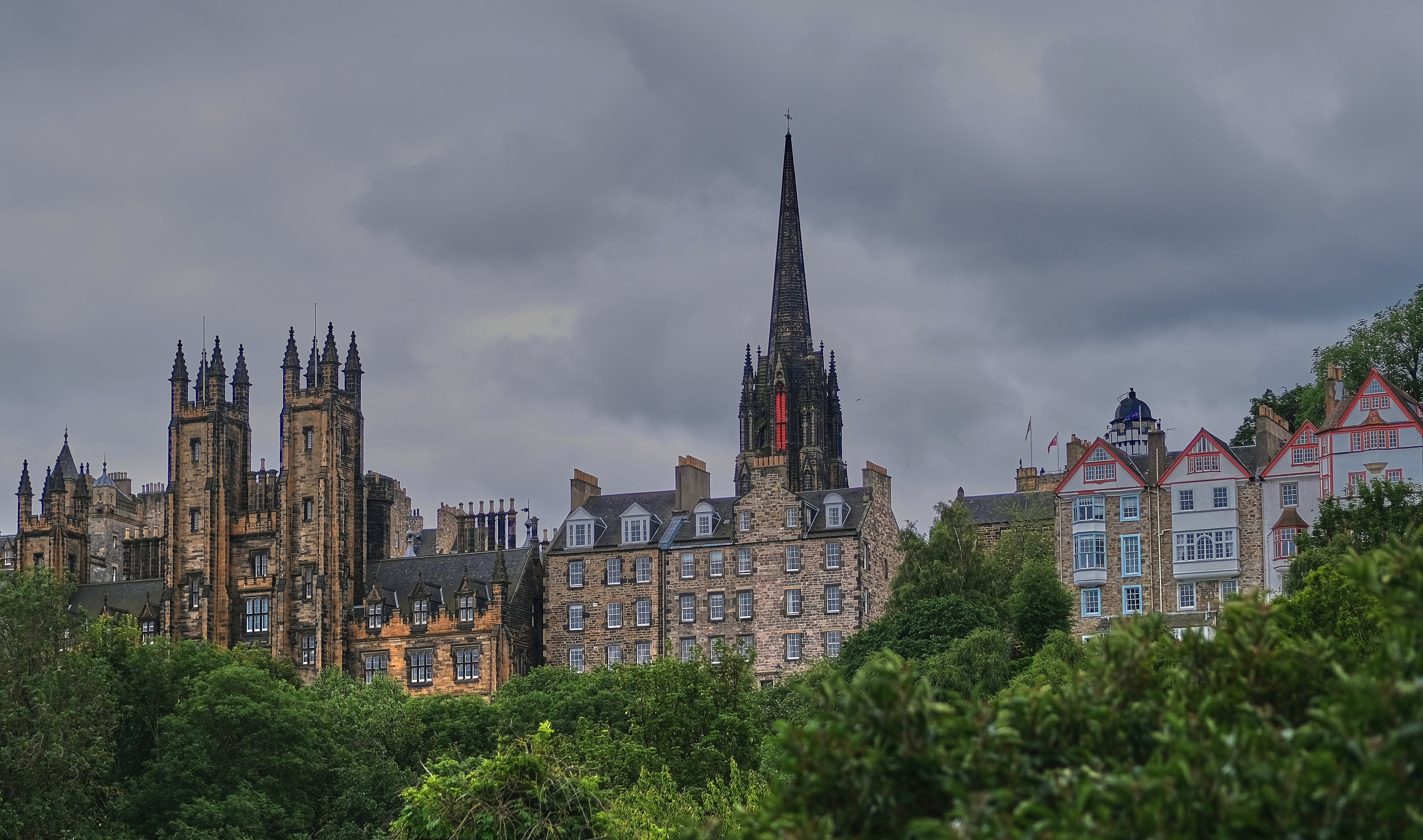 Photograph of Edinburgh's Old Town skyline, showing the layered stone tenements and castle ridge characteristic of the city Hume knew in the eighteenth century.