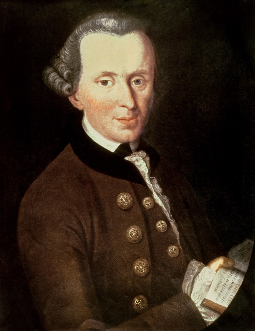 Johann Gottlieb Becker, Portrait of Immanuel Kant (1768). Kant is shown in his mid-forties, dressed formally, looking thoughtful and slightly askance. This is the earliest known portrait of the philosopher.